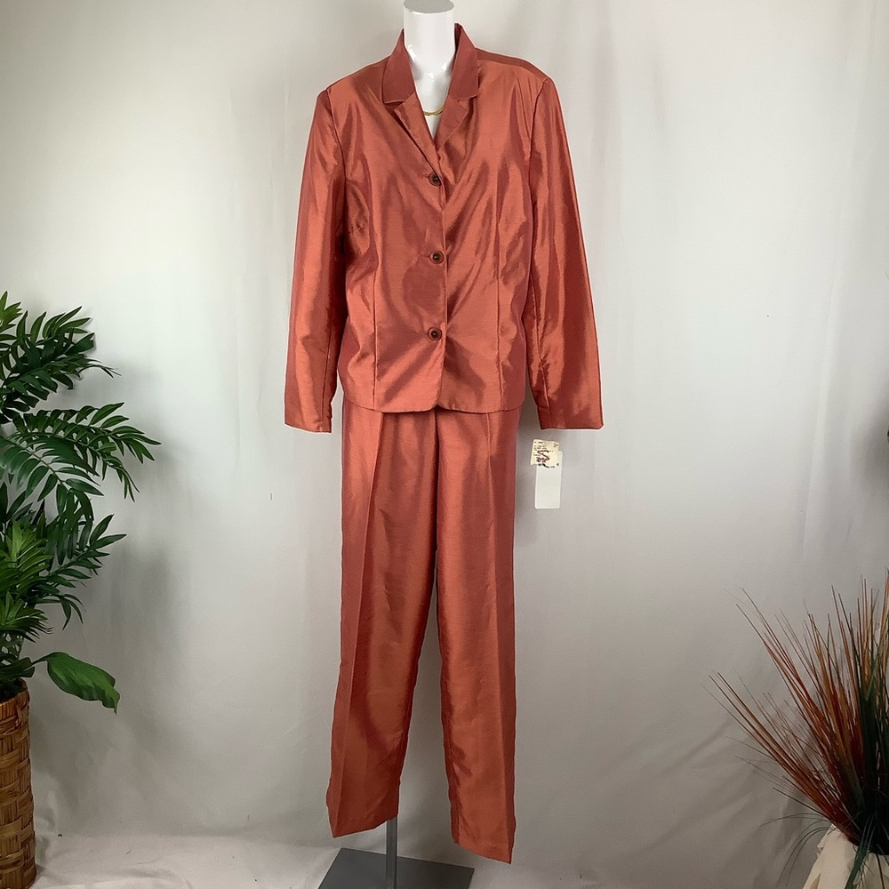 Vintage 💀stock Burnt Orange Two Piece Pant Suit